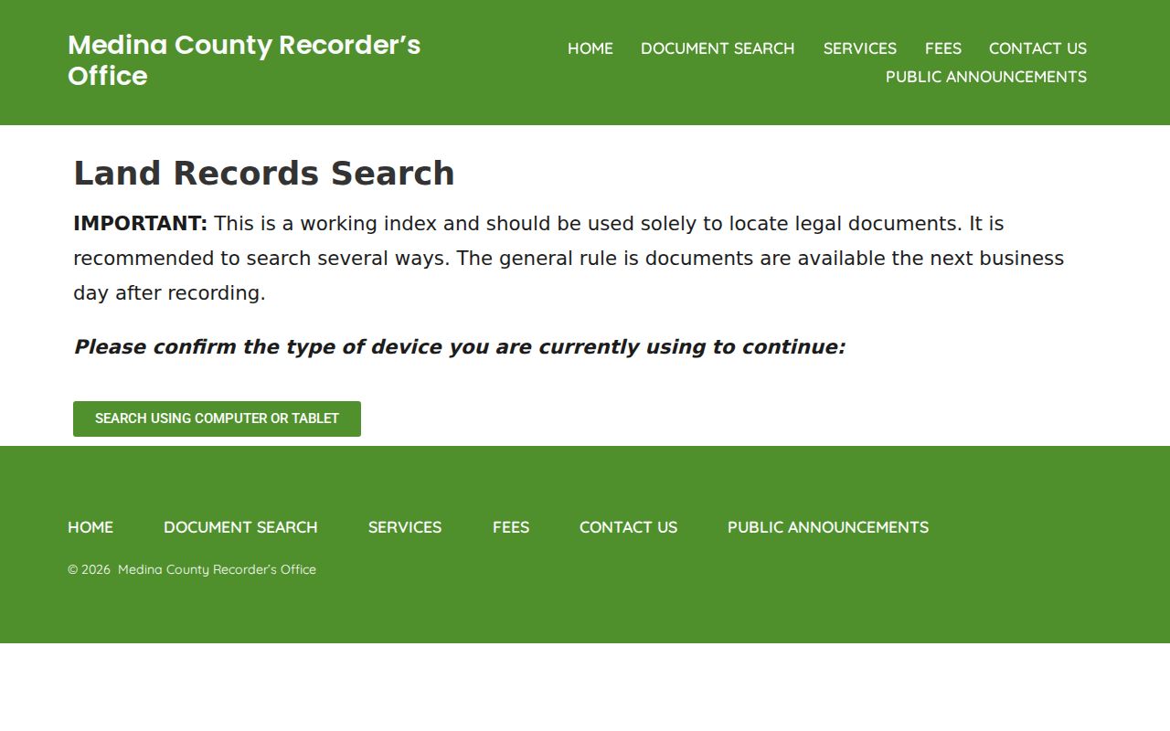 Medina residents directory Recorder search options
