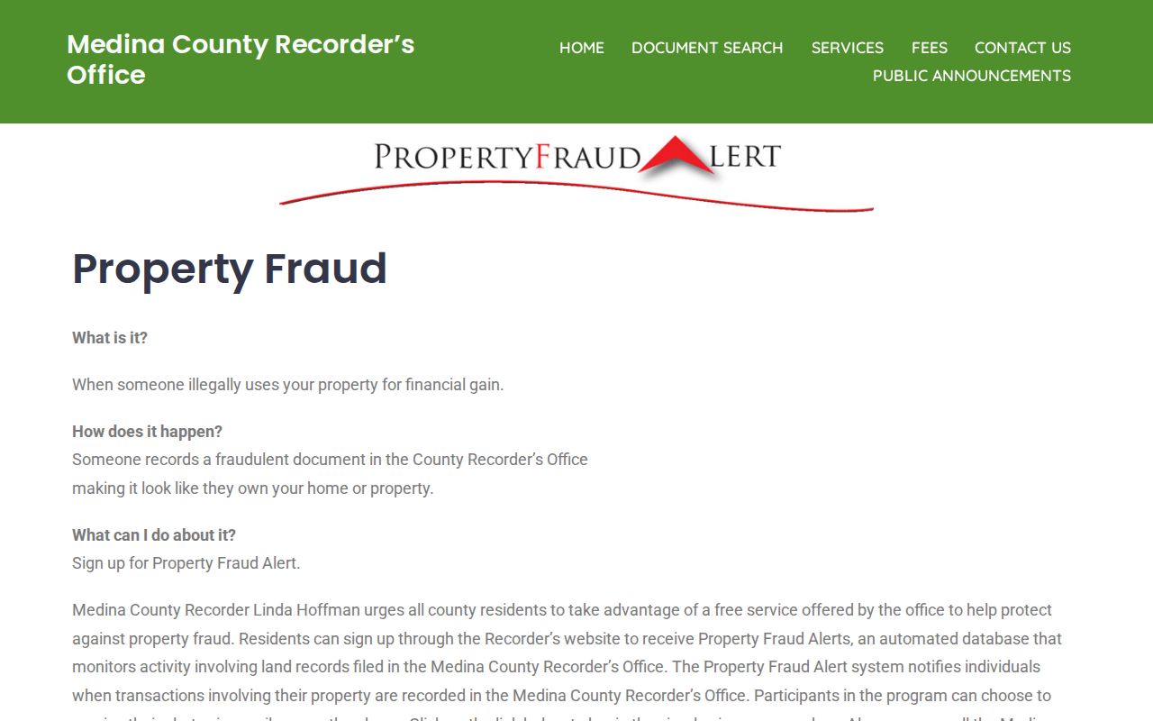 Medina residents directory property fraud alert