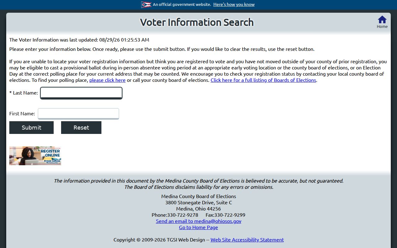 Medina residents directory voter lookup