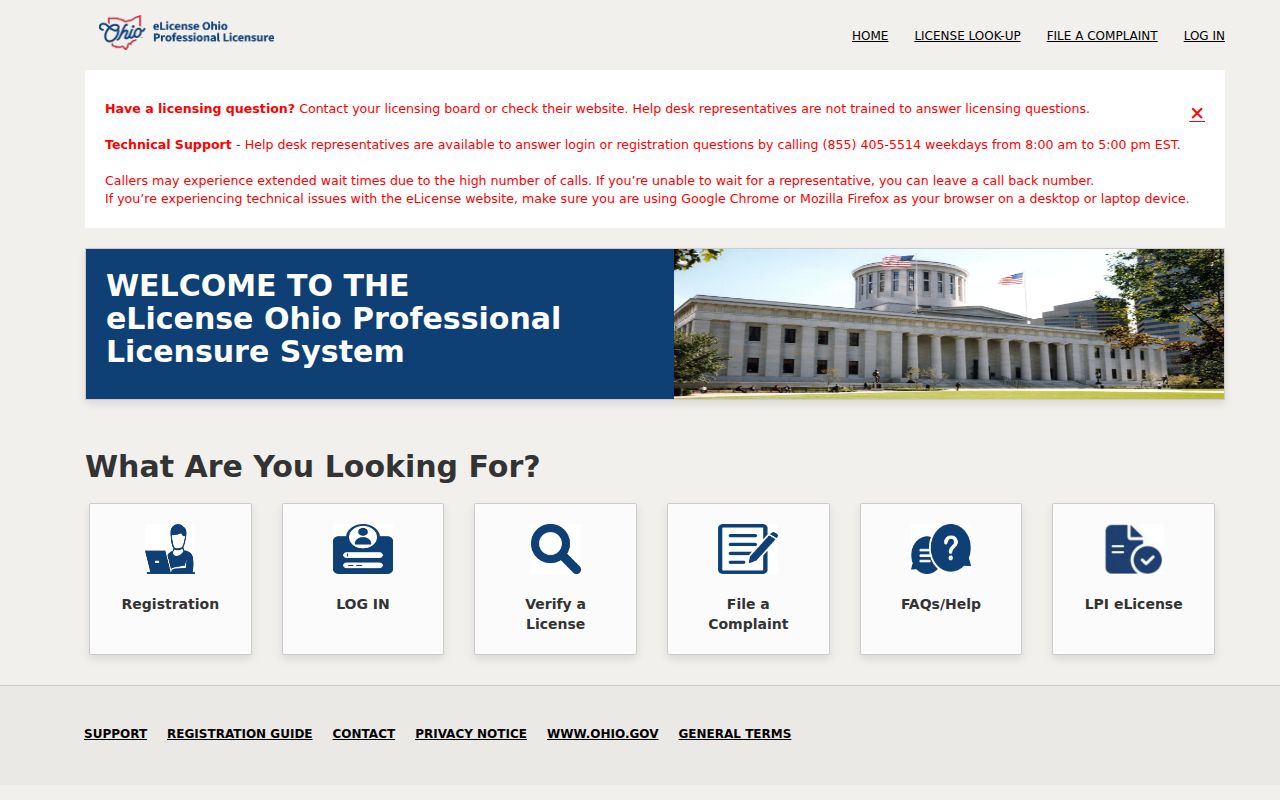 Medina resident lookup using the Ohio eLicense portal