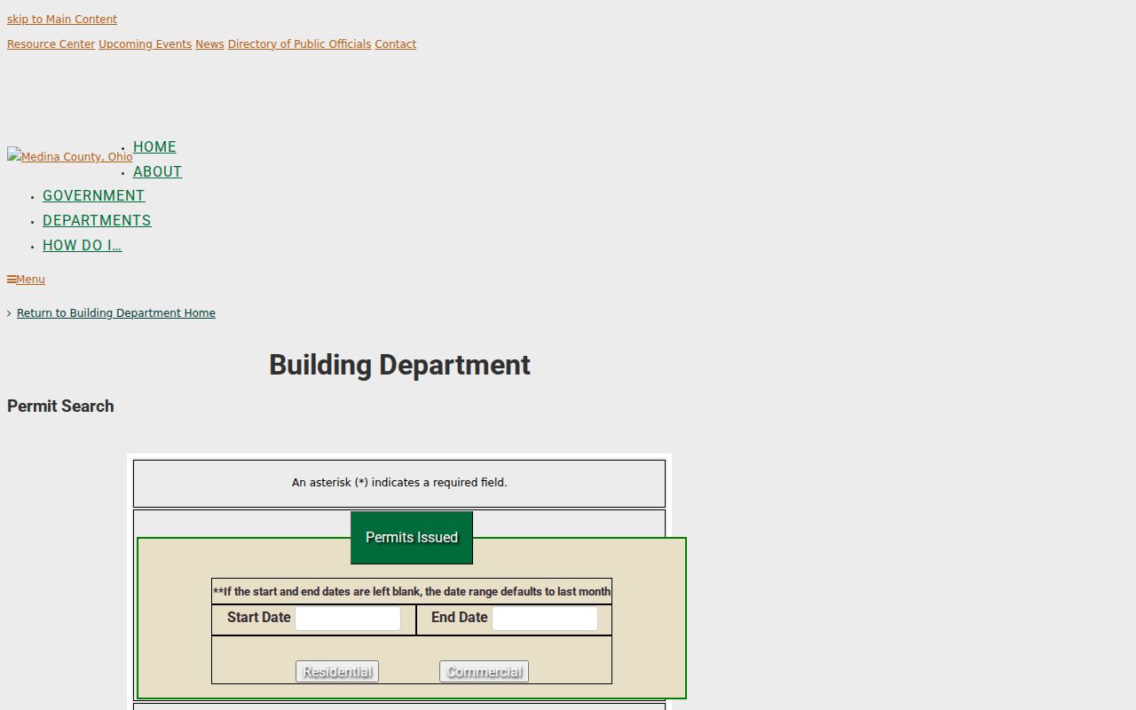 Medina street directory County building permit search